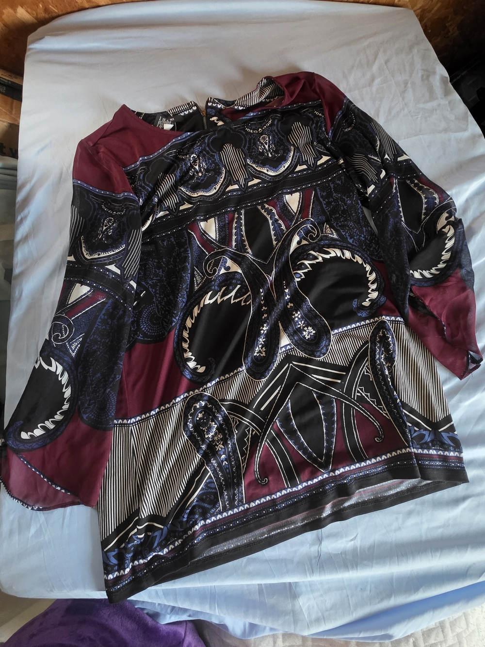 Alfani Women's Printed Tunic Top - Black, Burgundy & Navy